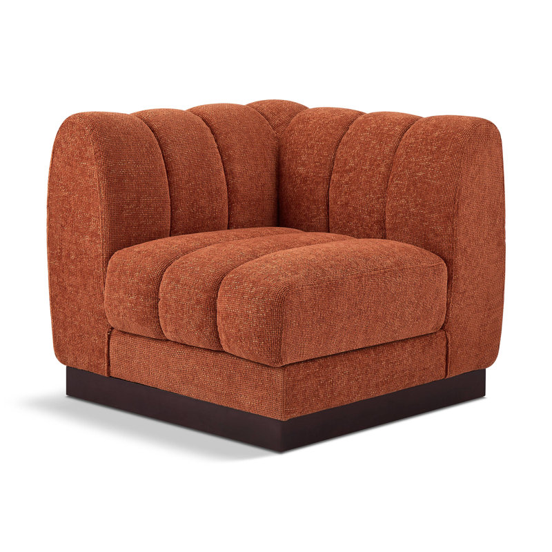 Chaise de coin en chenille Quinn, Tissu cognac chenille