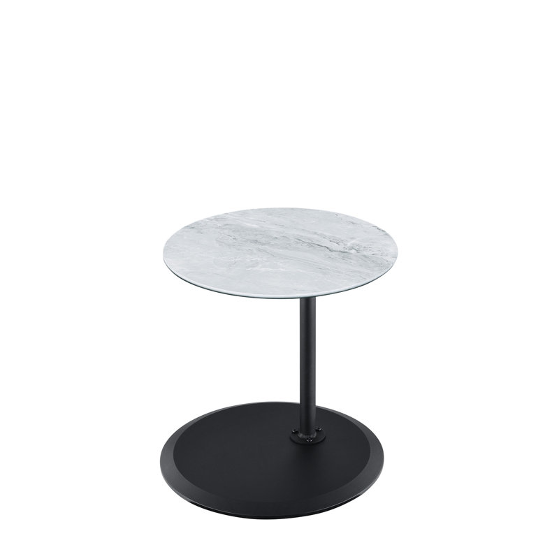 Table de bout en marbre gris texturé à plateau texturé de 15,5 po avec option de hauteur réglable - Élégante pièce de mobilier