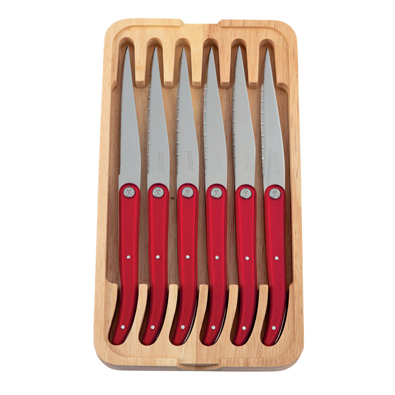 Ensemble de 6 couteaux steak laguiole evolution, Rouge