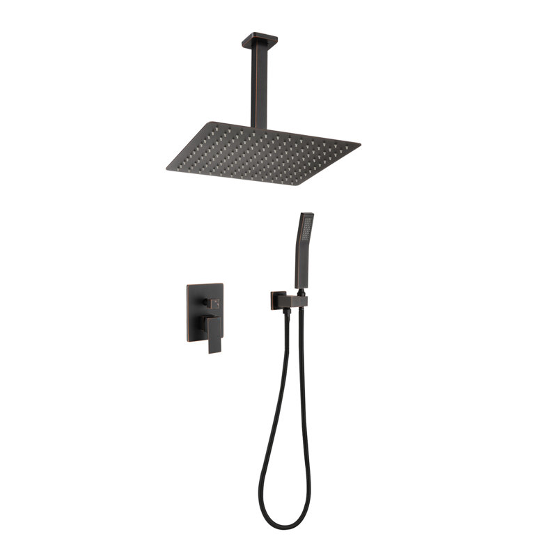 1 jet de 10 po Double pomme de douche fixe et à main 2,5 gallons par minute en bronze huilé