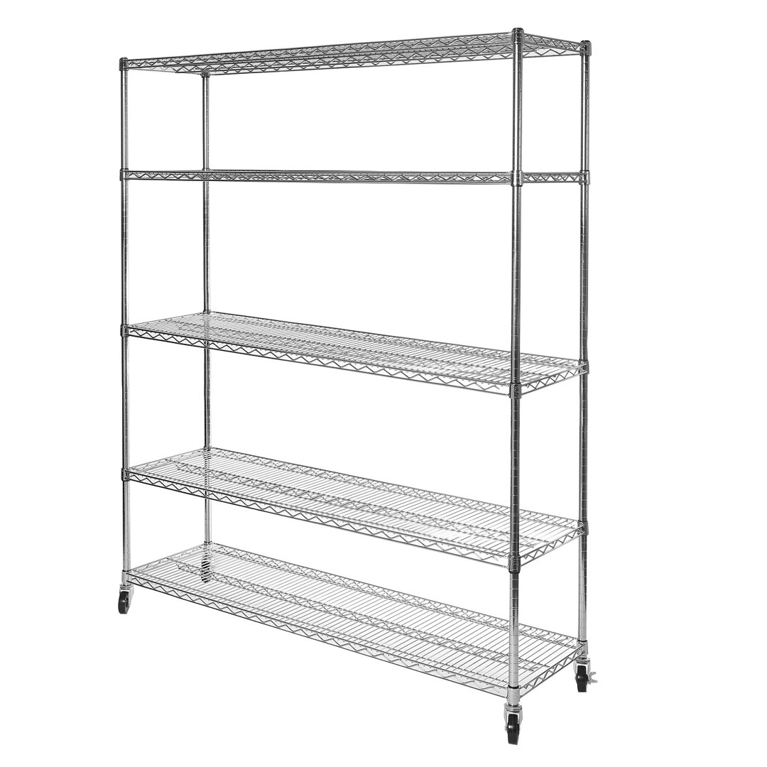 UltraDurable 60'' W x 24" D 5-Tier NSF-Certified Steel Shelving with Wheels Rebrilliant