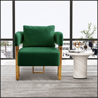 Chaise d'appoint rembourrée en molleton luxueux avec pieds en métal doré pour le salon, le vestiaire et le confort de bureau