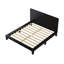 Structure de lit plateforme en noyer de style Mid-Century moderne avec tête de lit, bois massif, support de lattes de bois, aucun sommier requis, double, noir-2118897417-2118897418