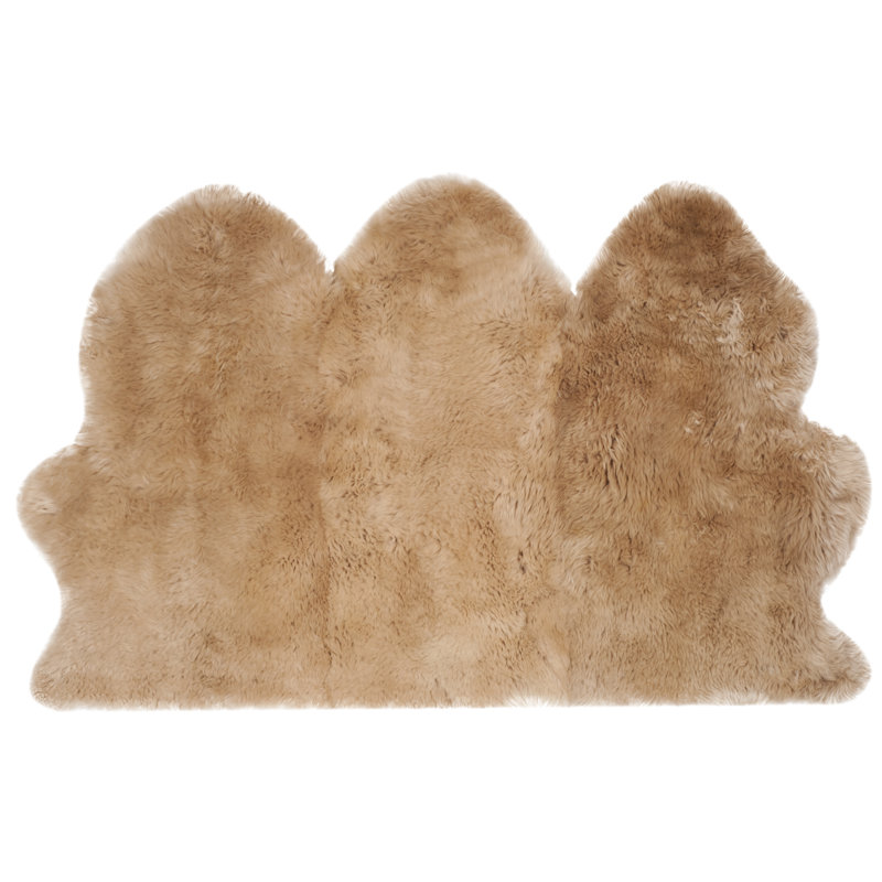 Solid Colour Sheepskin Area Rug, Rectangle 91 x 152 cm