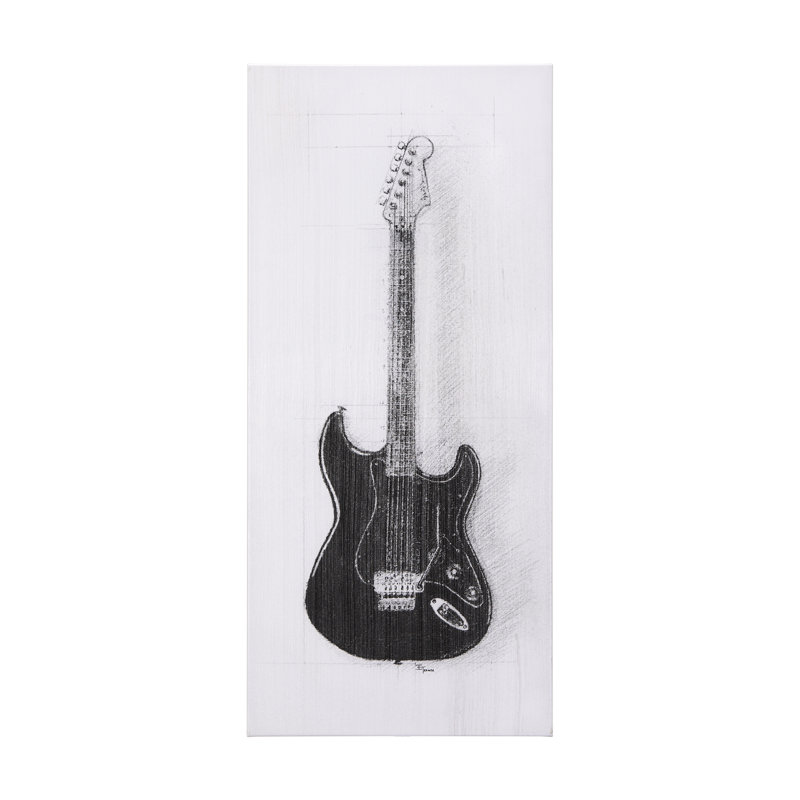 Guitar I a Hand Embelished Textured Canvas, 44" H x 20" W x 1.5" D