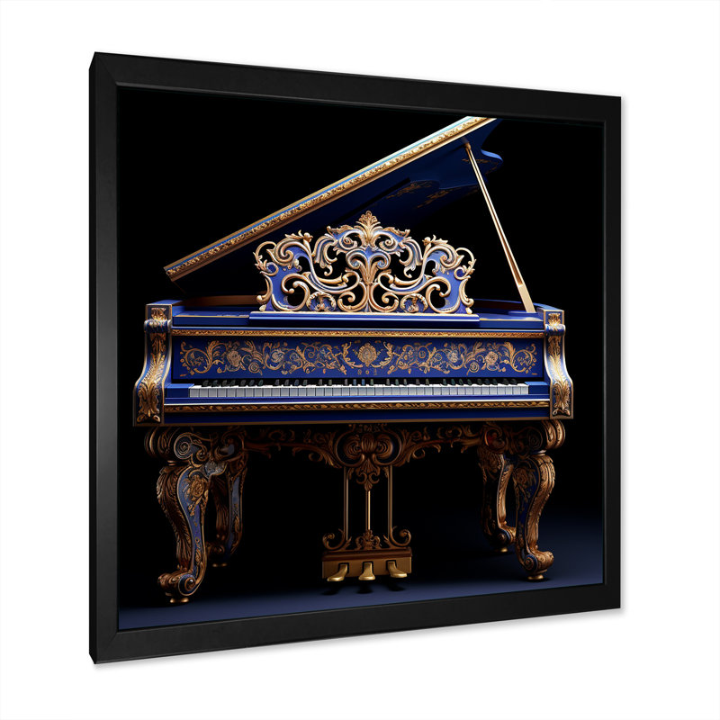 «Baroque Piano Brilliance III», reproduction sur toile, H 30 po x l 30 po x P 1 po, Cadre simple noir