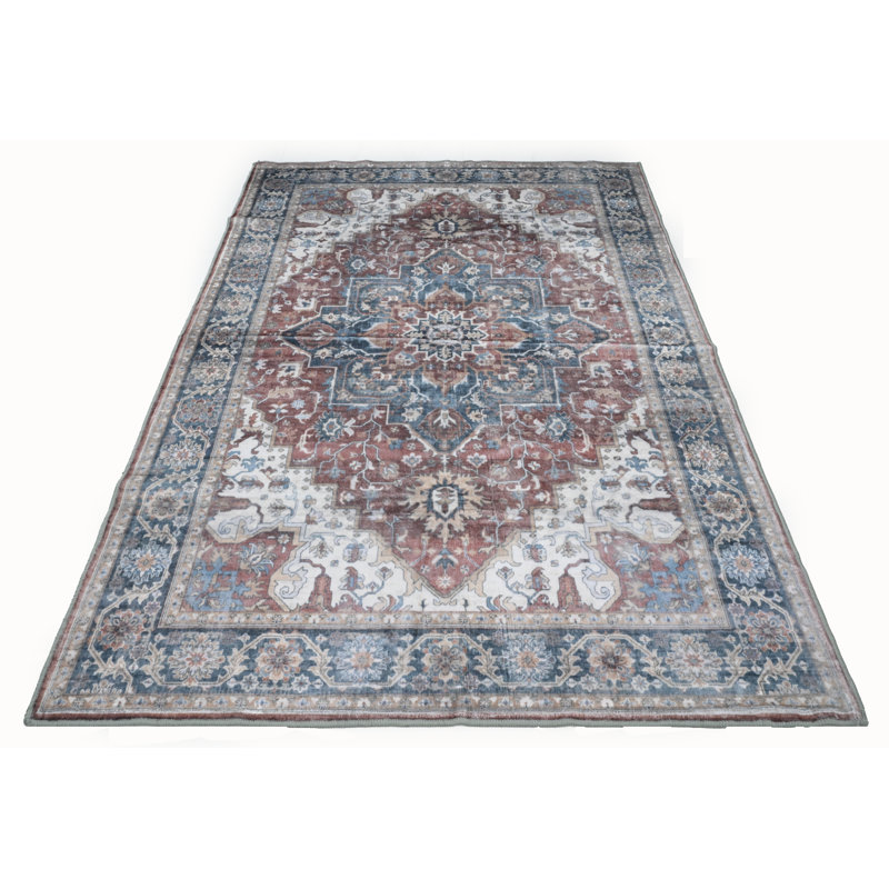 Tapis en flanelle lavable imprimé avec envers en latex Bibb Home, Rectangle 5 pi x 7 pi
