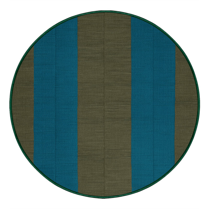 Machine Washable Checkered Green Area Rug, Round 8'