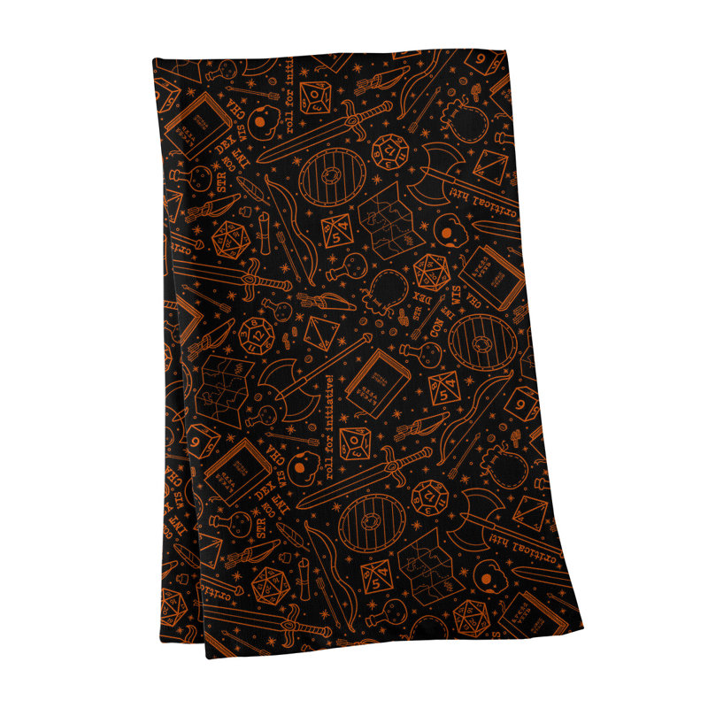 Serviette à thé à motif lines rpg Mcguigan, Sergé de coton, Noir / Orange