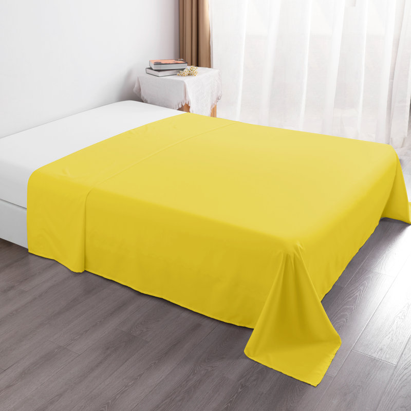 Drap plat en microfibre , Jaune, Drap plat pour lit simple TG