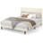 Queen Upholstered Platform Bed Frame, Fabric Headboard, Metal Frame with Wooden Slats, Modern Bedroom Use ,Beige-1650802871-1650802876