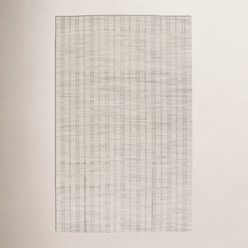 Ginevra Handmade Striped  Area Rug , Rectangle 10' x 14', Cream/Black