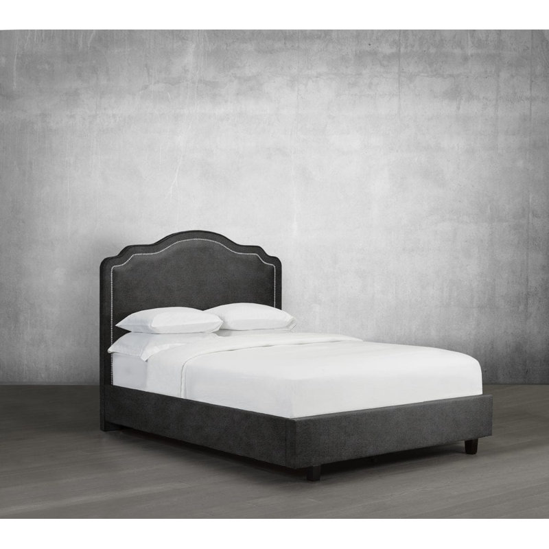 Lit plateforme en tissu d’ameublement Stonebraker, Double, Similicuir - pierre