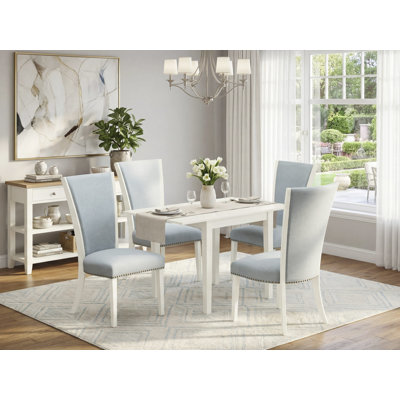 3-Piece Rectangular Solid Wood Top with Dropleaf Dining Table Set
