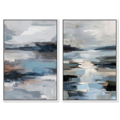 Soulful Mist Pairing Canvas Print Living Room Wall Art by Art Remedy, White Frame, 30 x 45