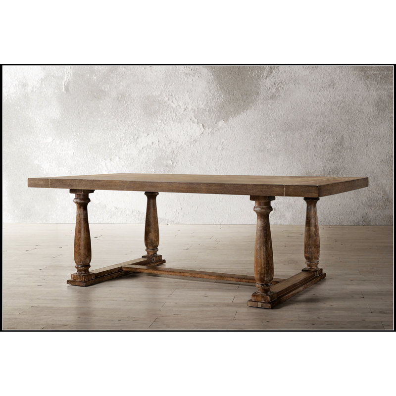 Table de salle à manger Bernard finition chêne vieilli, robuste et élégante pour les réunions de famille et l'utilisation quotidienne