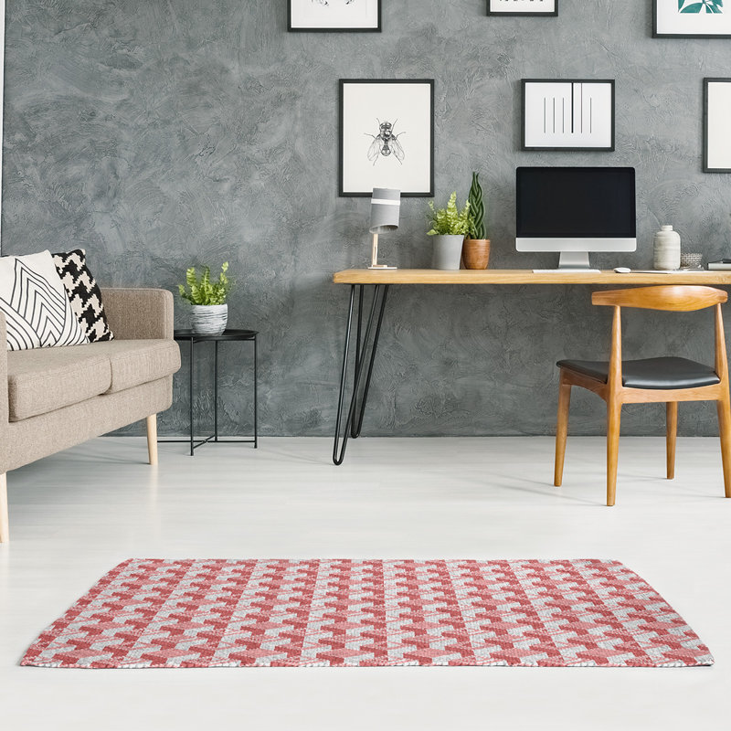 Tapis rouge/rouge lumières/beige monochrome skyscrapers, Rectangle 8 pi x 10 pi