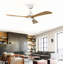 Ventilateur de plafond minimaliste moderne à moteur à courant continu de 52 pouces à 3 pales avec lumière, blanc-130156481