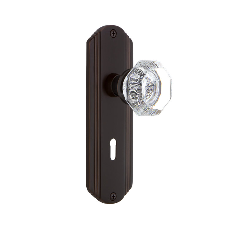 Deco Plate with Decorative Keyhole and Waldorf Door Knob, Timeless Bronze