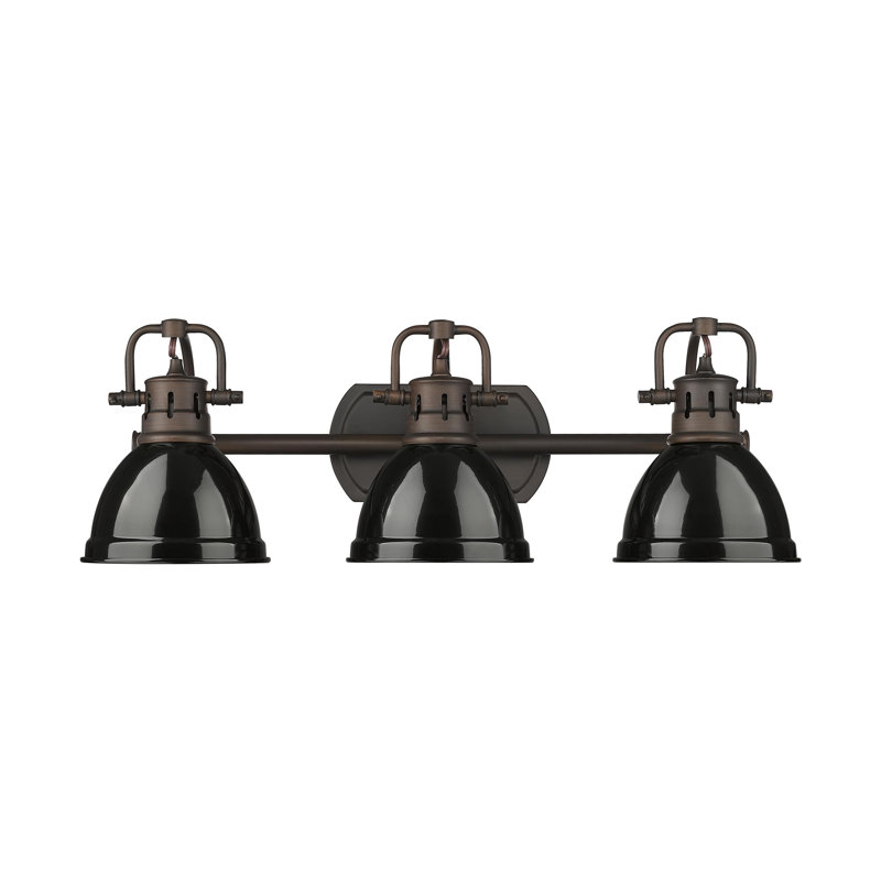 Iftimie 3-Light Bath Vanity, Black, Rubbed Bronze
