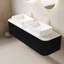 Meuble-lavabo de salle de bain 60 po avec lavabo, armoire de rangement murale rayée à bords arrondis avec 2 tiroirs, 2 lavabos rectangulaires blancs en céramique, sans robinet, pré-assemblé