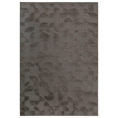 Step Collection High-Low Brown Indoor Area Rug, 5'3''X7'6'', Modern, Contemporary, Geometric, Bohemian, Bedroom, Kitchen, Living Room, Non Shedding Carpet