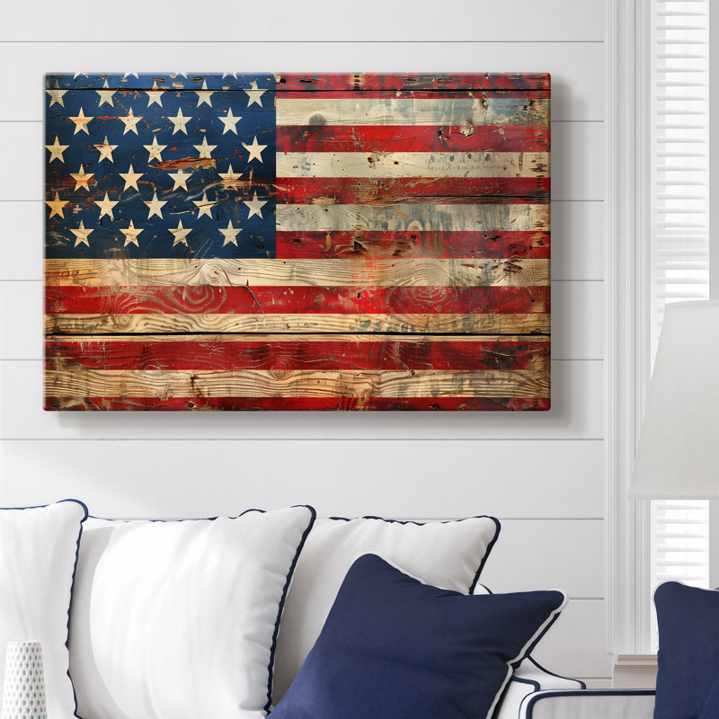 Toile tendue Barnwood Old Glory-Gallery - prête à être accrochée, 12X18