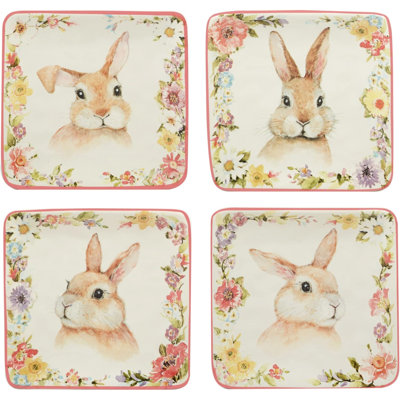 Easter Garden 6" Canape/Luncheon Plates, Set Of 4 Assorted Designs