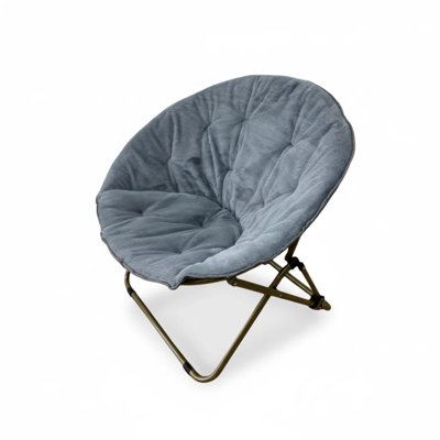Fauteuil douillet en fausse fourrure Cozy - 300 lb, fauteuil Moon résistant aux éclaboussures, sans assemblage, compatible avec les dortoirs, les chambres et les appartements (gris)