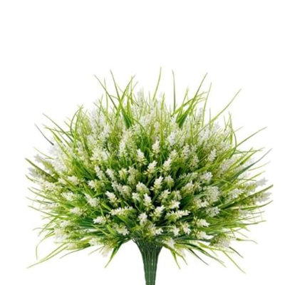 30 Bundles Artificial Plants Outdoor, UV Resistant Fake Flowers, Realistic Faux Lavender Shrubs for Porch Garden Window Box Home Decoration
