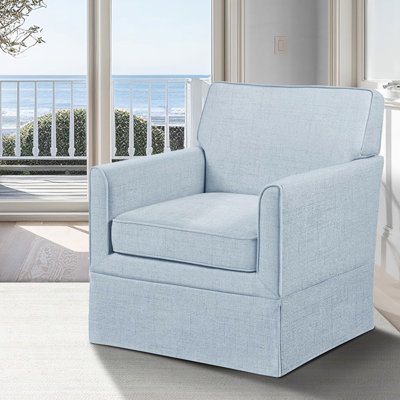 Fauteuil rembourré bleu avec housse, look décontracté pour toute pièce, pieds en bois massif, structure en contreplaqué, coussin à ressorts sinueux, mousse haute, siège amovible avec accoudoirs