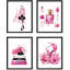 Croquis de mode Paris, Tour Eiffel, parfum, encadré sur papier, impression de 4 pièces-97782681-97782685