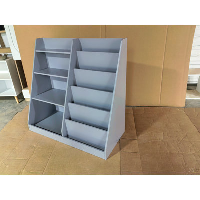 Bookshelf and Toy Storage Organizer, Multifunctional 4 Tier Wooden Book Shelf with Bookcase Display Stand in Kids Room Playroom Nursery