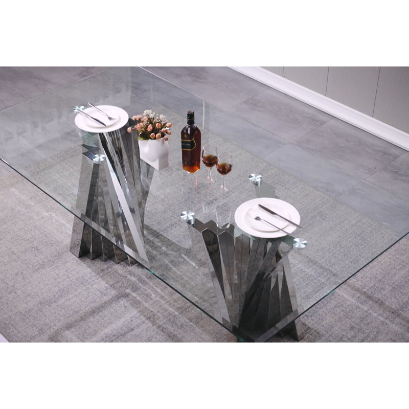 Table de salle à manger Charleily, Argent, H 30 po x L 78 po x l 39 po