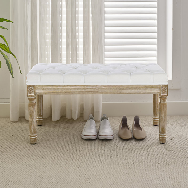 Boswick Linen Upholstered Bench, White