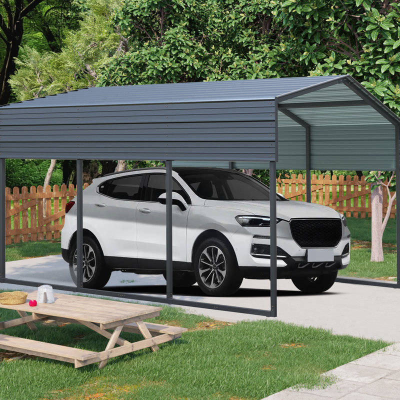 10'W X 15'D Metal Carport With Galvanized Steel Roof - Heavy Duty Garage For Driveway Vehicles Outdoor 10 X 15 Ft, Boats