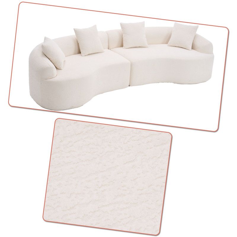 Canapé modulaire rembourré en chenille 3 places sans cadre Modern Modern, Blanc