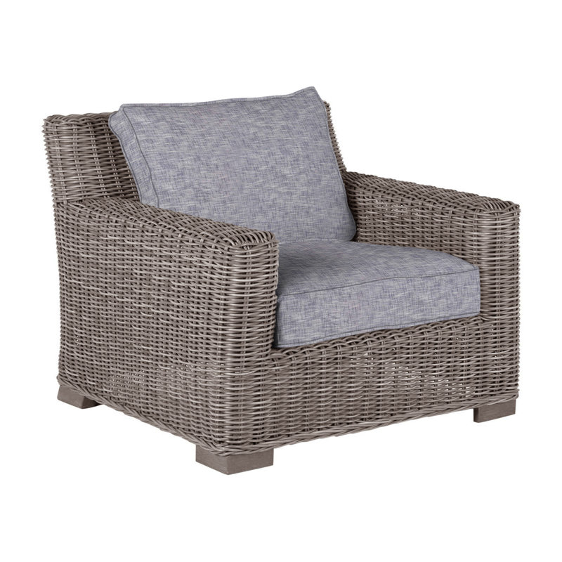 Rustic Woven Lounge Chair, Welt, Oyster, Paper Sky