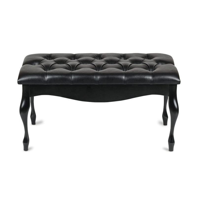 Faux Leather Upholstered Bench, Black/Black