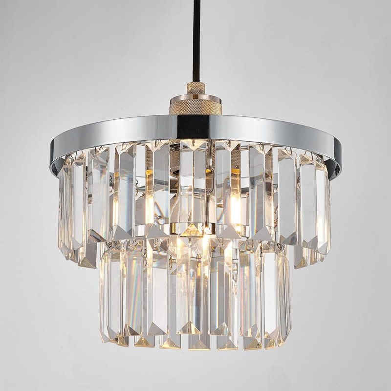 16 cm H Drum Glass Pendant Shade ( Uno ), Chrome