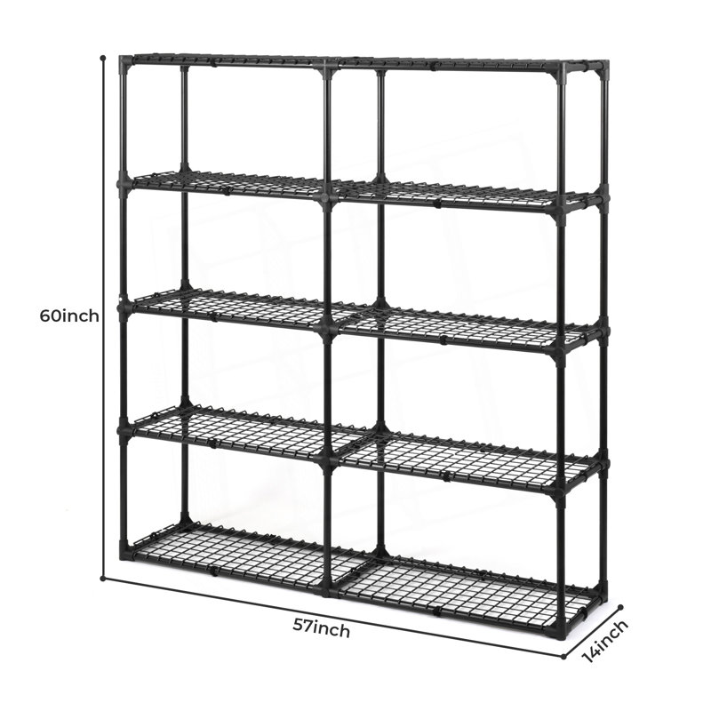 Support en métal à 5 tablettes, tablette de rangement robuste, conception robuste pour le garage / entrepôt / bureau à domicile