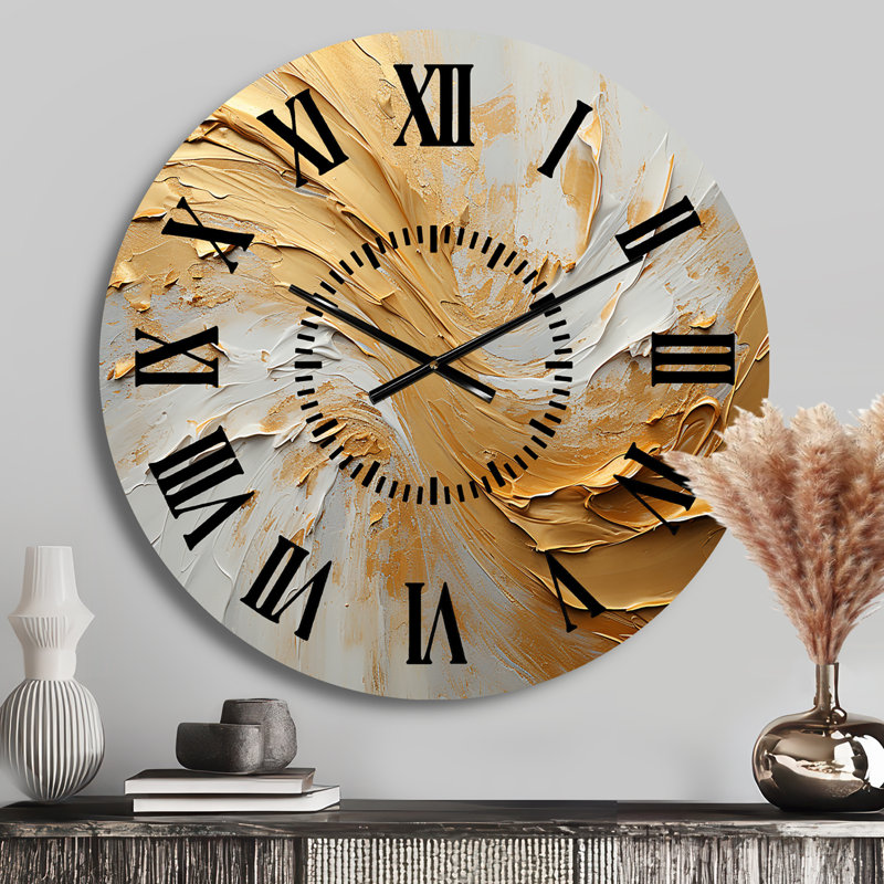 Horloge murale or et beige, Médium
