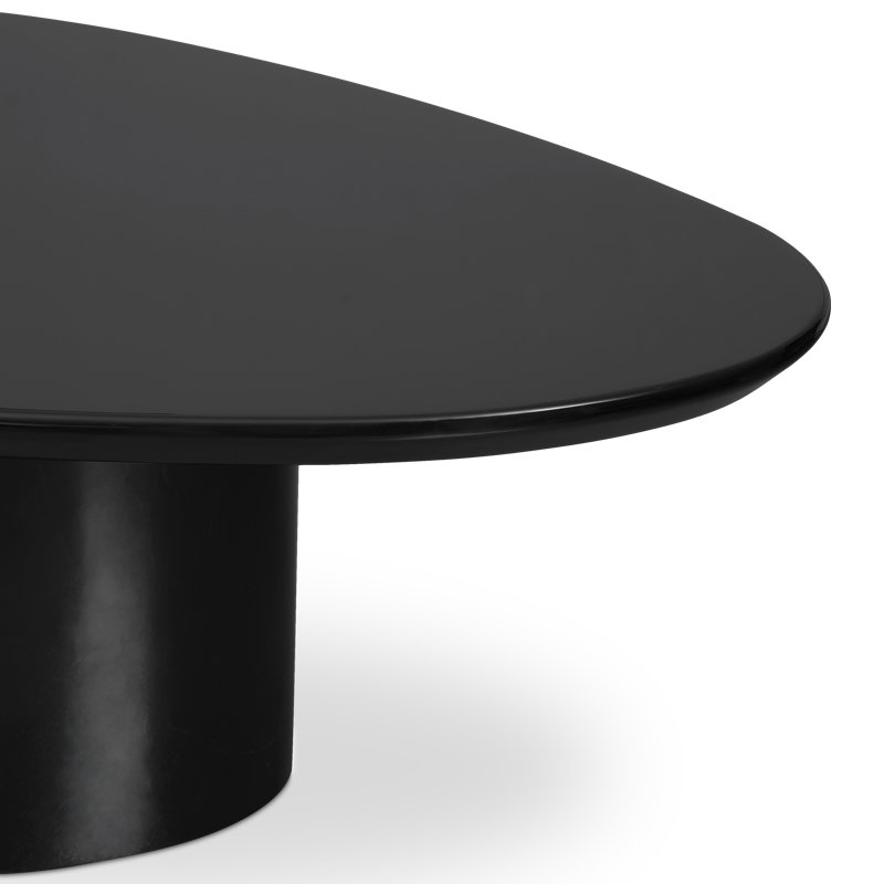 Poetica Solid Wood Top Single Coffee Table, Black Lacquer