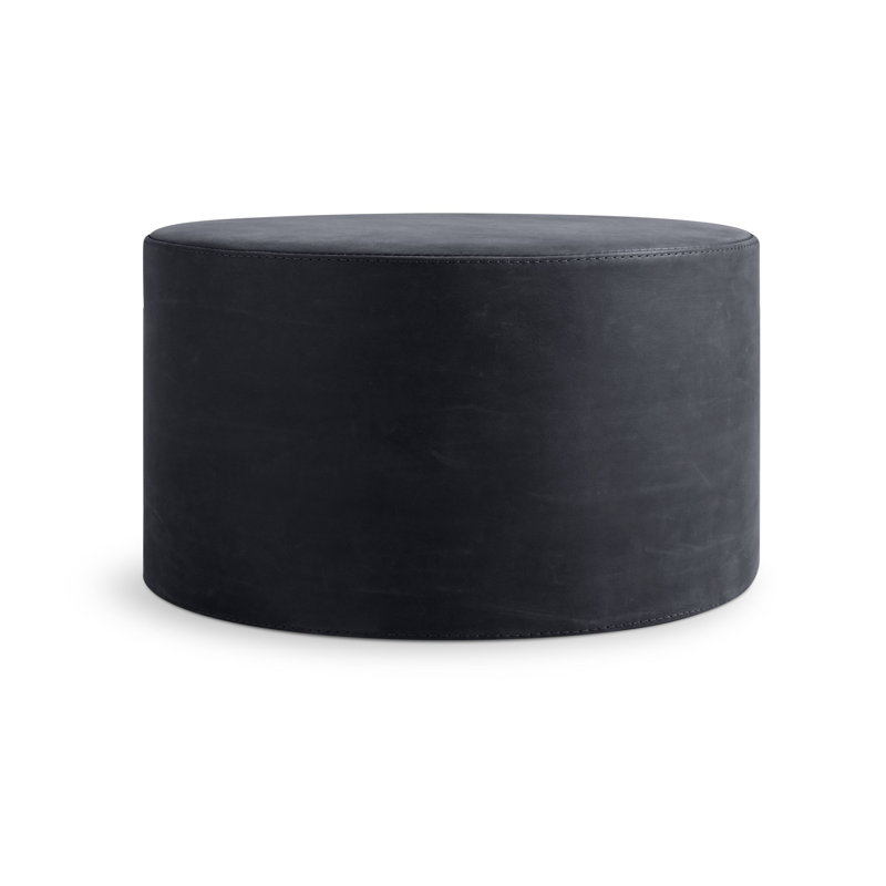 Grand repose-pieds en cuir Bumper, Encre cuir véritable