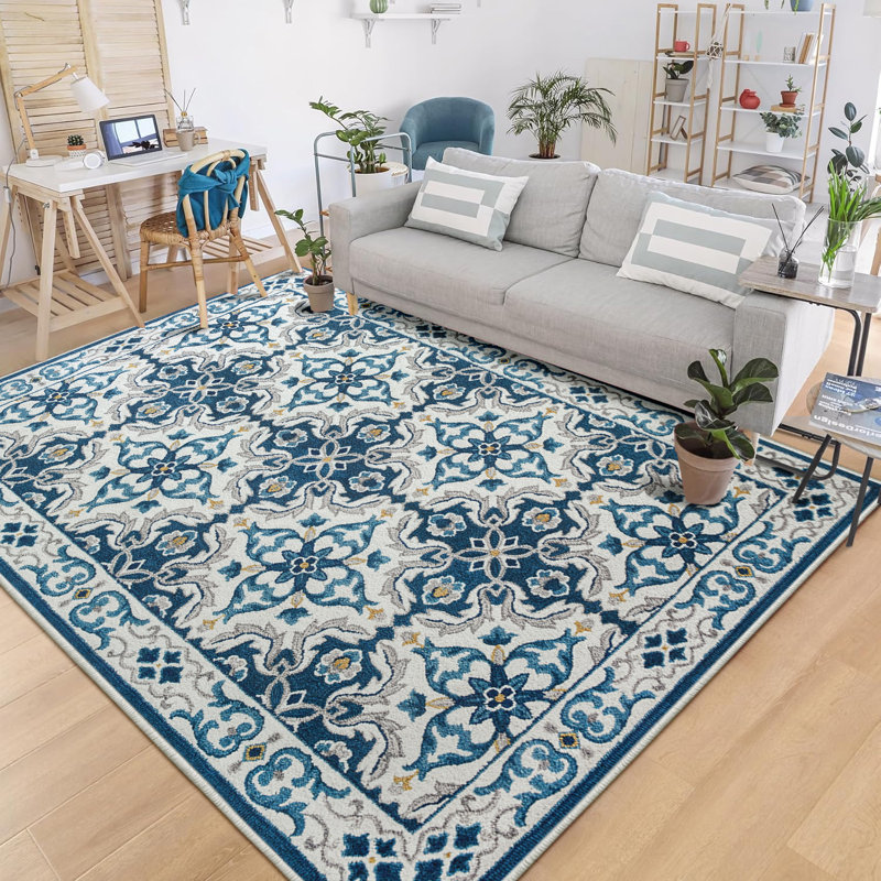 Luna Traditional Pattern Printed Area Rug - Soft, Low-Pile Rug for Living Room & Bedroom, Rectangle 120 x 170 cm