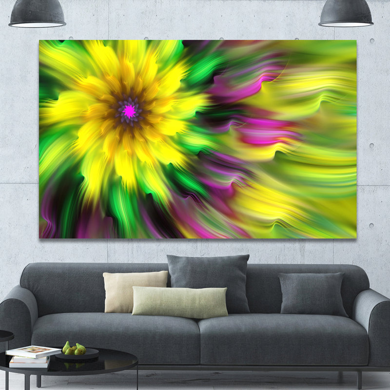 « danse of yellow exotique fleur », impression sur toile tendue, H 40 po x l 60 po x P 1,5 po
