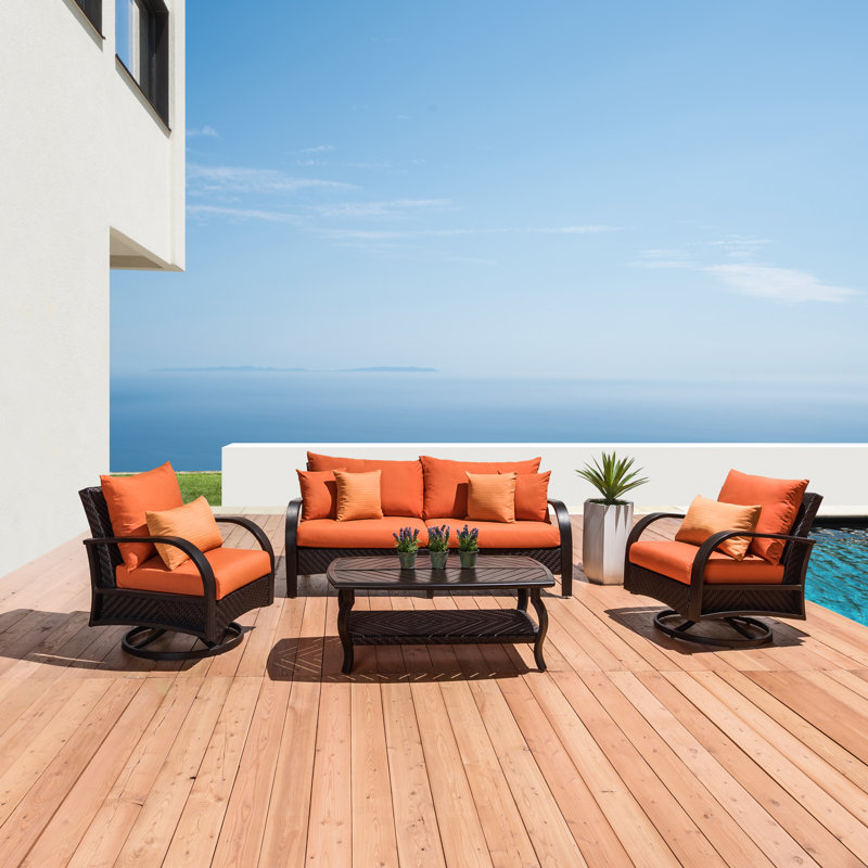 Cannes™ Deluxe 7 Piece Deep Seating Group, Spectrum Cayenne Sunbrella® Plainweave