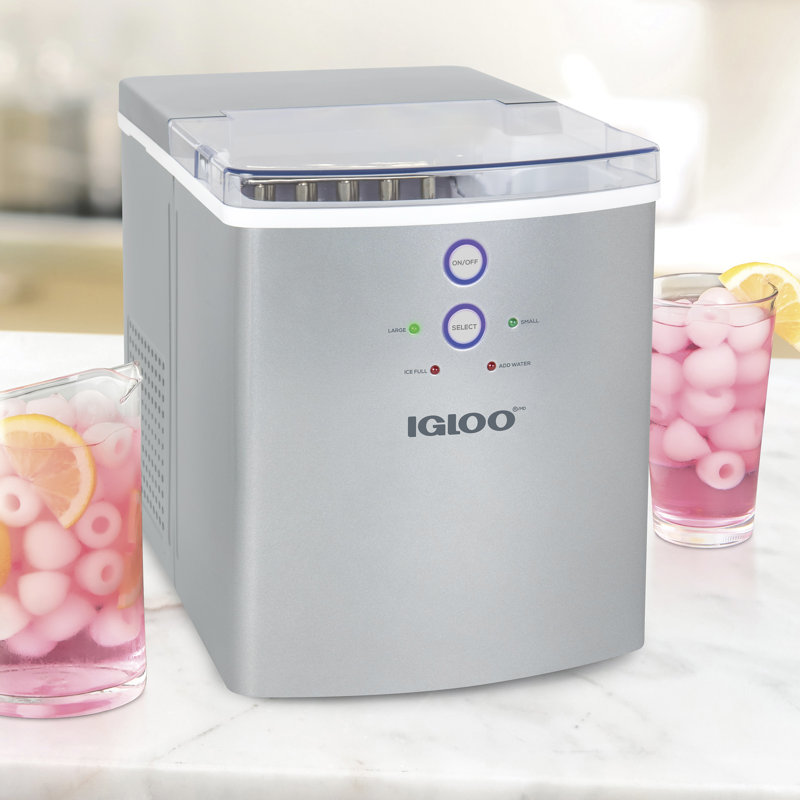Compact Silver Stainless Steel Portable Countertop Ice Maker