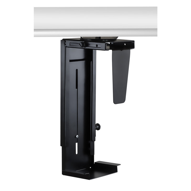 Black Adjustable Wall or Under Desk CPU Mount