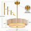Lustres cylindriques modernes de 17,7 po, luminaire suspendu 3 lumières avec bases E26, lustres en tissu à 2 couches pour salle à manger, chambre à coucher, salon, cuisine, vestibule